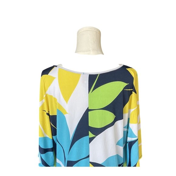 Floral Oversized Top‎ L NWT Long Tunic Hawaiian Tropical Bold Colorful Artsy - Picture 5 of 9